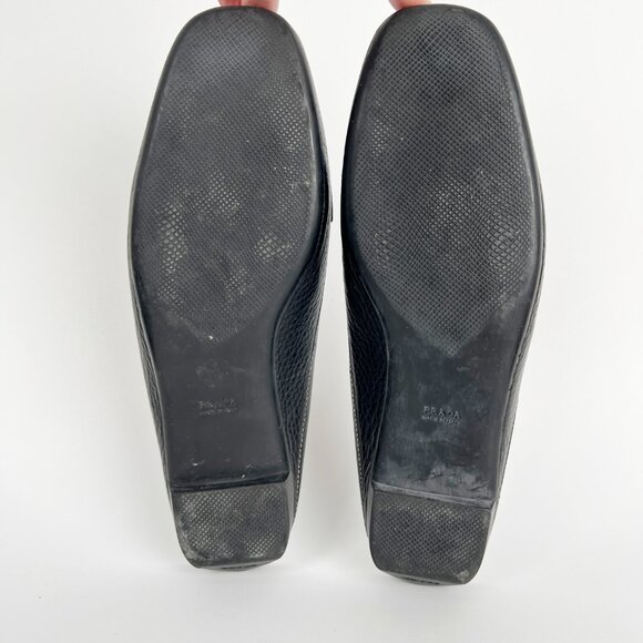 Vintage Prada 90s Y2K Leather Penny Loafer Slide Mules Slip On Flats 1990s 2000s - Picture 8 of 10